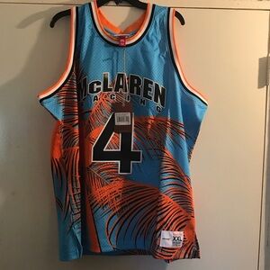 2XL Mitchell & Ness Blue and Orange McLaren racing Jersey Miami orange brand new
